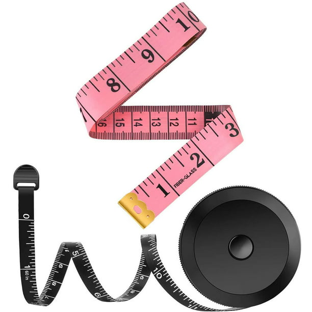 60" 1.5M Pink Retractable BMI Tape Measure Body Ruler Sewing Cloth Tailor 